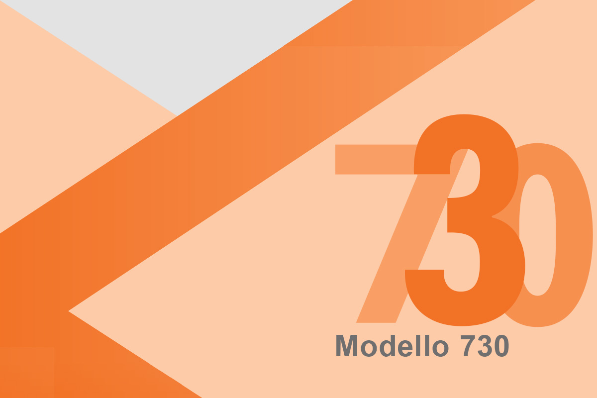 Scritta  Modello 730 su più toni dell'arancione